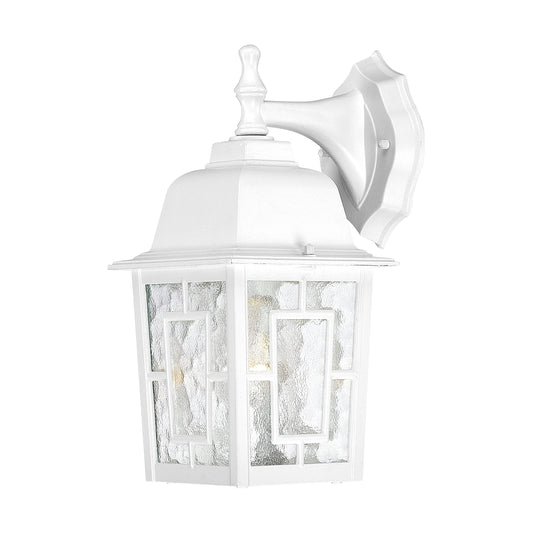 Rynx | Nuvo Lighting 60/4921 Banyon Single Light Wall Lamp/Arm Down 100 Watt A19 Max. Clear Water Glass White Outdoor Fixture