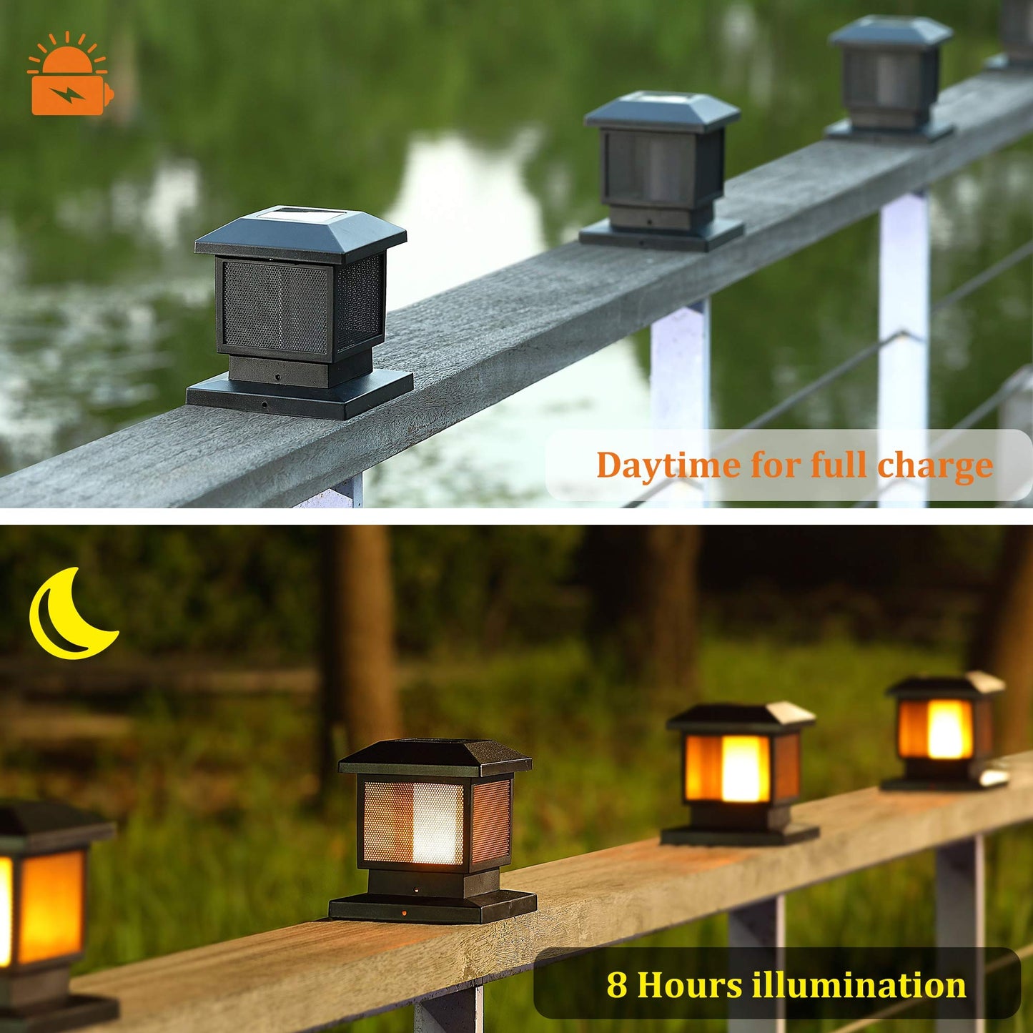 Rynx | Maggift Solar Flame Post Lights, 6 Pack Outdoor Led Cap Lights For 4X4, 5X5, 6