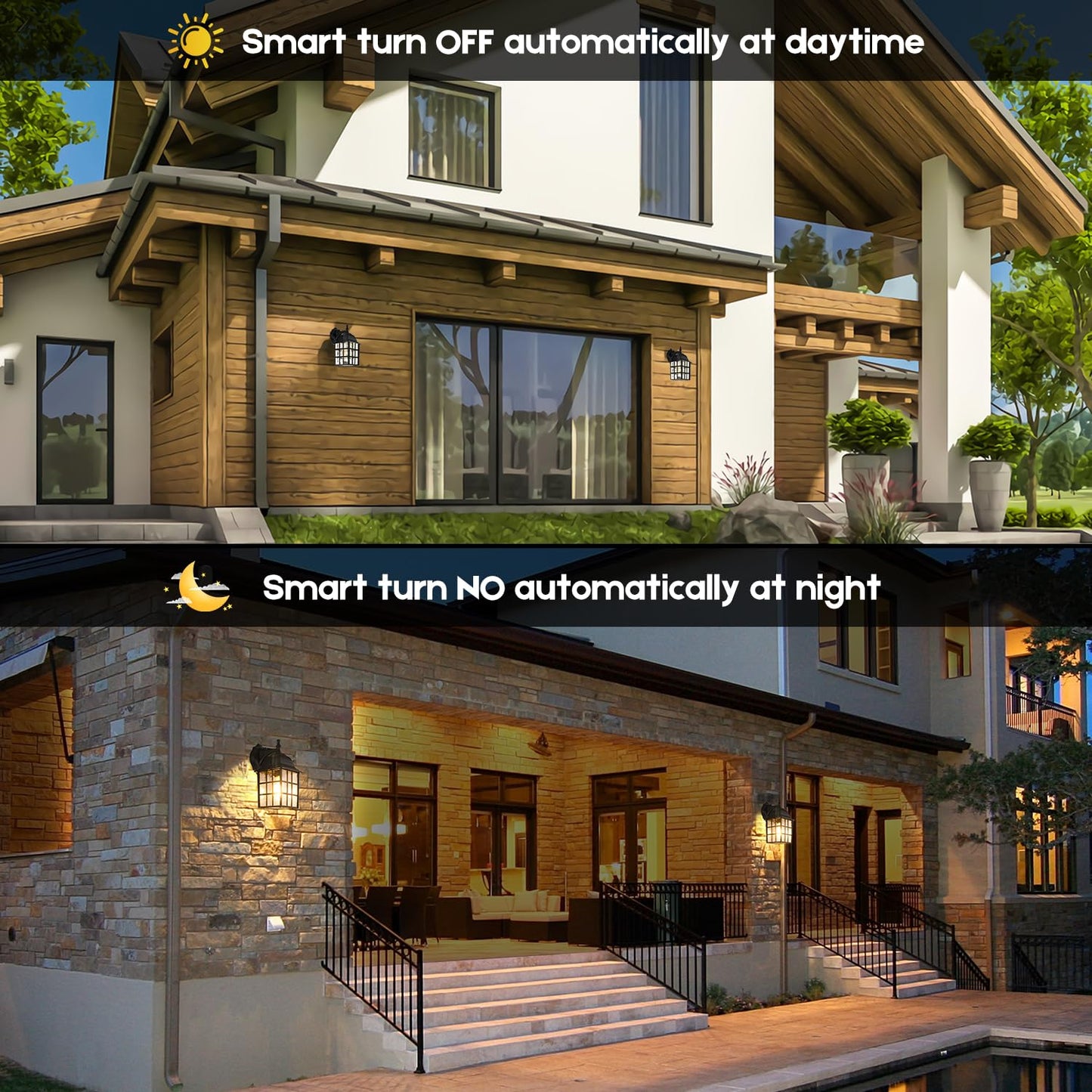 Rynx | Brightever Dusk To Dawn Outdoor Wall Lamp 2-Pack, Black Waterproof Light With Photocell Sensor