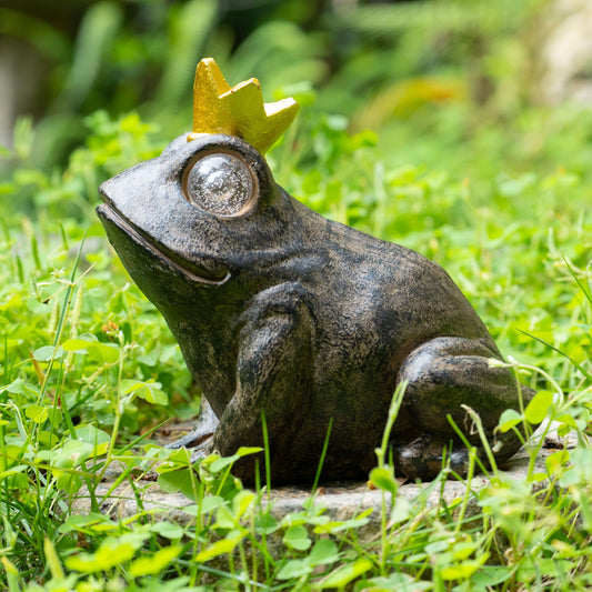 Rynx | Rezpuao Garden Decor Statue Frog Prince, Sun Statue Decor Frog Prince, Resin Frogs Figurine With Sunlight For Patio, Balcony, Y