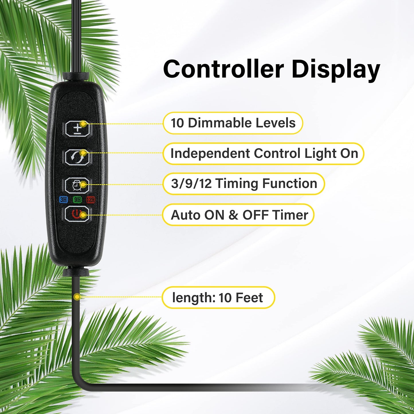 Rynx | Ipower 60W Led Grow Lights - Full Spectrum Plant Strips, Auto Timer, 10 Dimmable Levels, 4 Tub