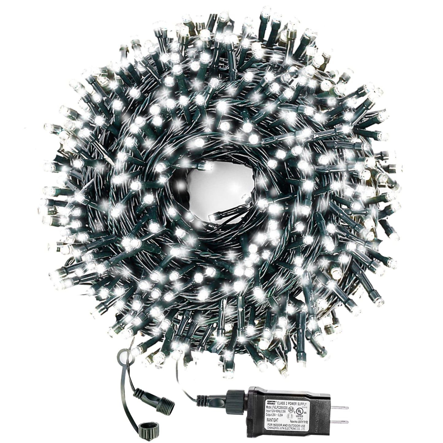 Rynx | Decute 300Led Christmas lights outdoor waterproof 105Feet UL certified with end-to-end plug 8 modes, cool white indoor starry sky lights for Christmas tree terrace garden wedding party decor