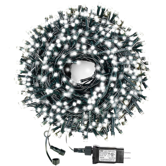 Rynx | Decute 300Led Christmas lights outdoor waterproof 105Feet UL certified with end-to-end plug 8 modes, cool white indoor starry sky lights for Christmas tree terrace garden wedding party decor