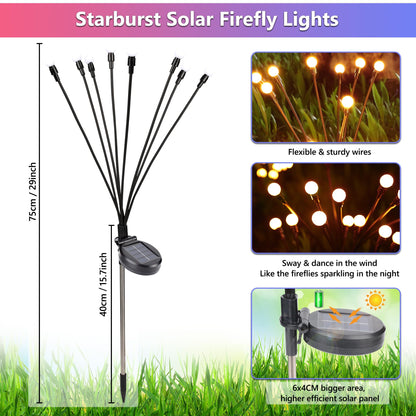 Rynx | Brizlabs Solar Light, 32 LED Waterproof Firework Path Lights, 2 Modes, Warm White, 4 Pack