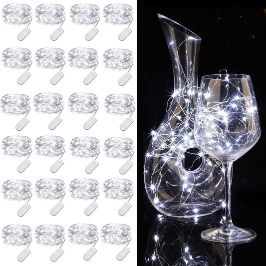 Rynx | Ledikon 24 Pack Cool White Fairy Lights Battery Powered 3.3Ft 20 Led Twinkling Lights, Waterproof Mini String Lights For Wedding Party Crafts Mason Jars Decor
