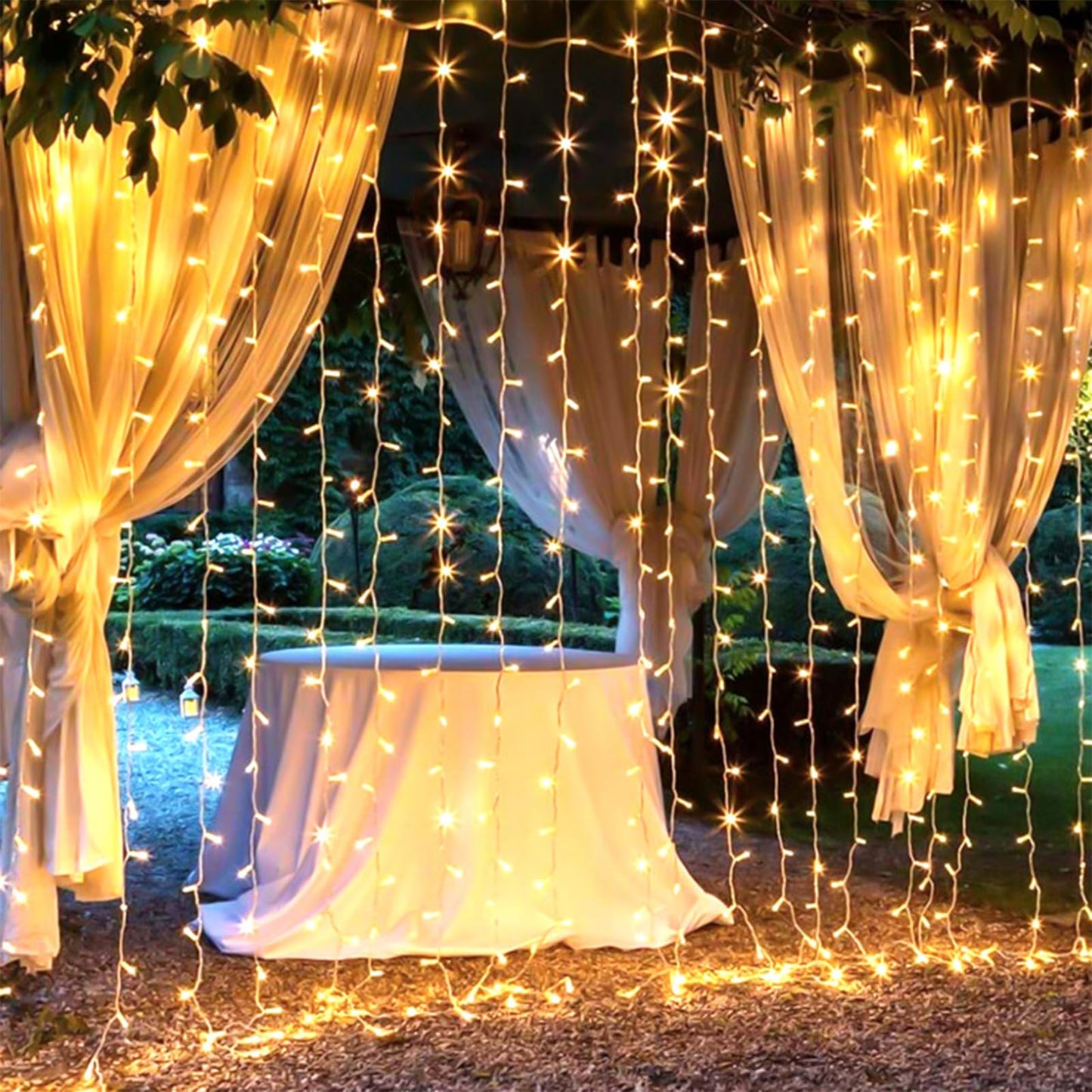 Rynx | Brightown 300 Led Curtain Light Sources, 9.8 Ft Hanging Fairy Lights With Remote Control, 8 Modes, Can Be Connected Waterproof Window Lights For Bedroom Background Wedding Outdoor Christmas Party, Warm White