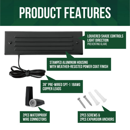 Rynx | Gkoled 4W Low Voltage Led Step Light, 12V Surface Mounting, 2700K, Black Aluminum, 2