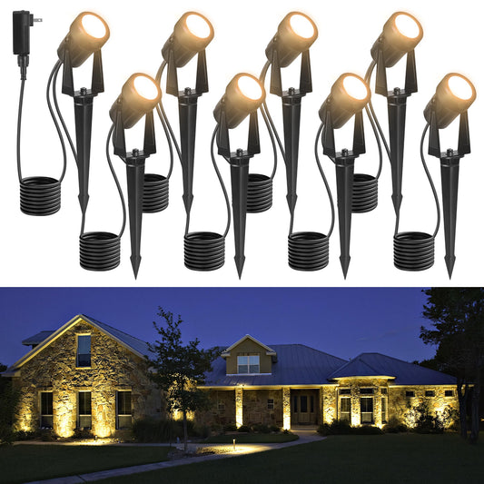 Rynx | 85.3Ft Led Outdoor Landscape Spot Light Low Voltage, 24W Wired Lighting With Transformer, Ip65 Waterproof Outdoor Plug-In Lighting