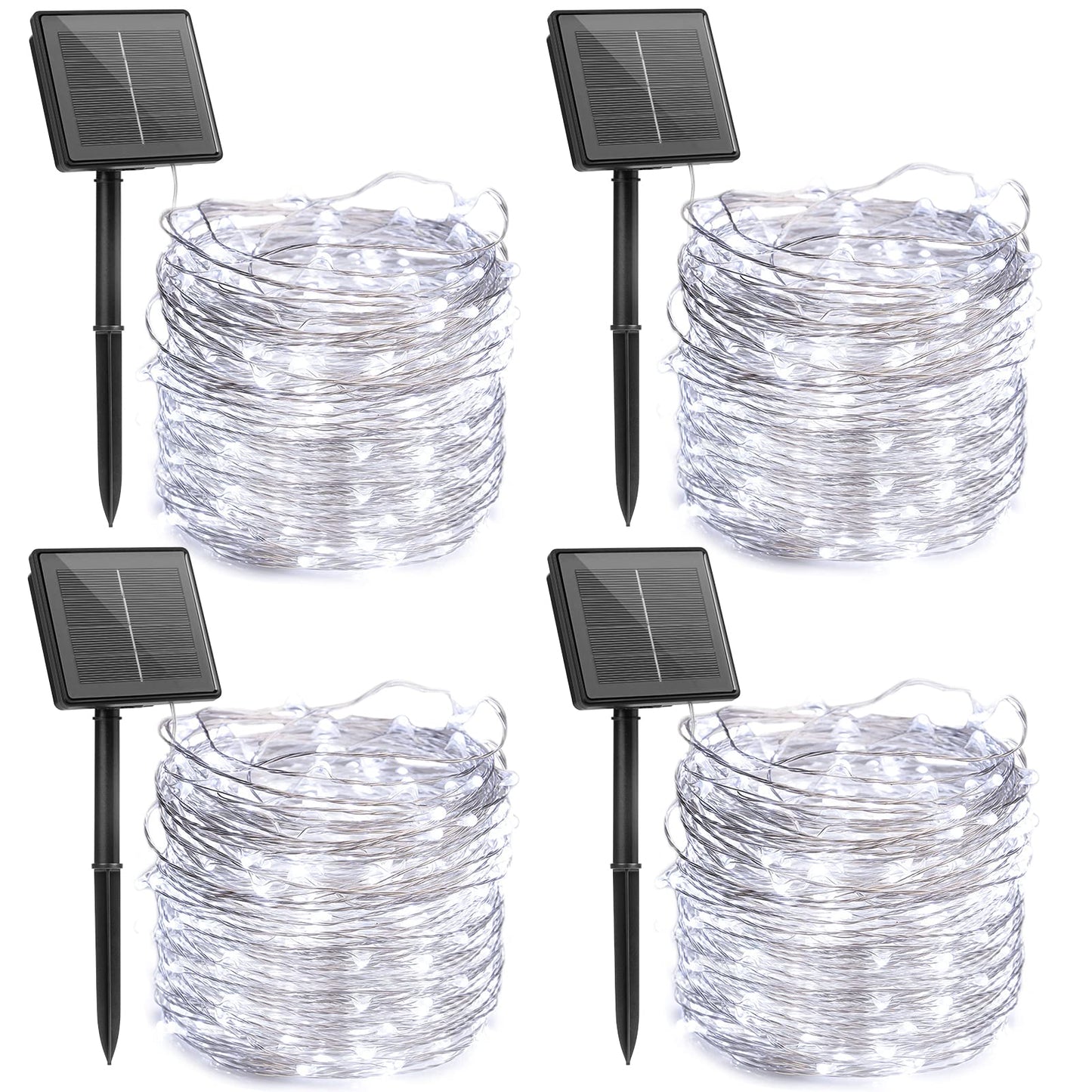 Rynx | Extra-long Solar Energy Light String Outdoor, 4 Packs Each 72Ft 200Led Solar Energy Fairy Lights With 8 Lighting Modes, Waterproof Copper Wire Lights For Christmas Garden Patio Tree Wedding Party Decor (Clear White)