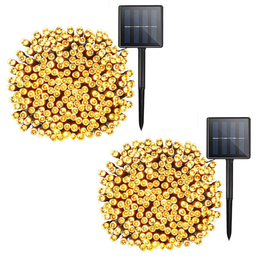 Rynx | Solar Energy Christmas Decorations String Lights - 2 Pack 72Ft 200 Led 8 Modes Outdoor Fairy String Lights, Waterproof Solar-Powered Lanterns For Garden, Patio, Holiday, Christmas Trees Decorations Warm White
