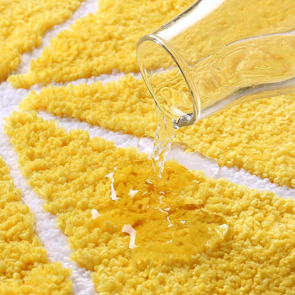Rynx | Cute bathroom rug, lemon rug, water-absorbing non-slip rug, round lemon bathroom rug, soft machine-washable rug for bedrooms, kitchens, bathrooms, toilet floors 27.5 x 27.5 inches (Yellow)