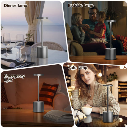 Rynx | Yiben 2Pack Wireless Table Lamp - Rechargeable Led, 5000Mah, 3 Brightness Levels, Gray