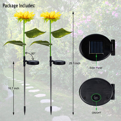 Rynx | Forup Sun Garden Stake Light Sources 2 Pack - Yellow Sunflower LED Outdoor Decor For Grass & Path
