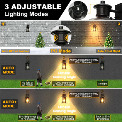 Rynx | Okeli Outdoor Wall Lamp - Dusk To Dawn Motion Sensor, Waterproof Lantern, Gfci Outlet, Black