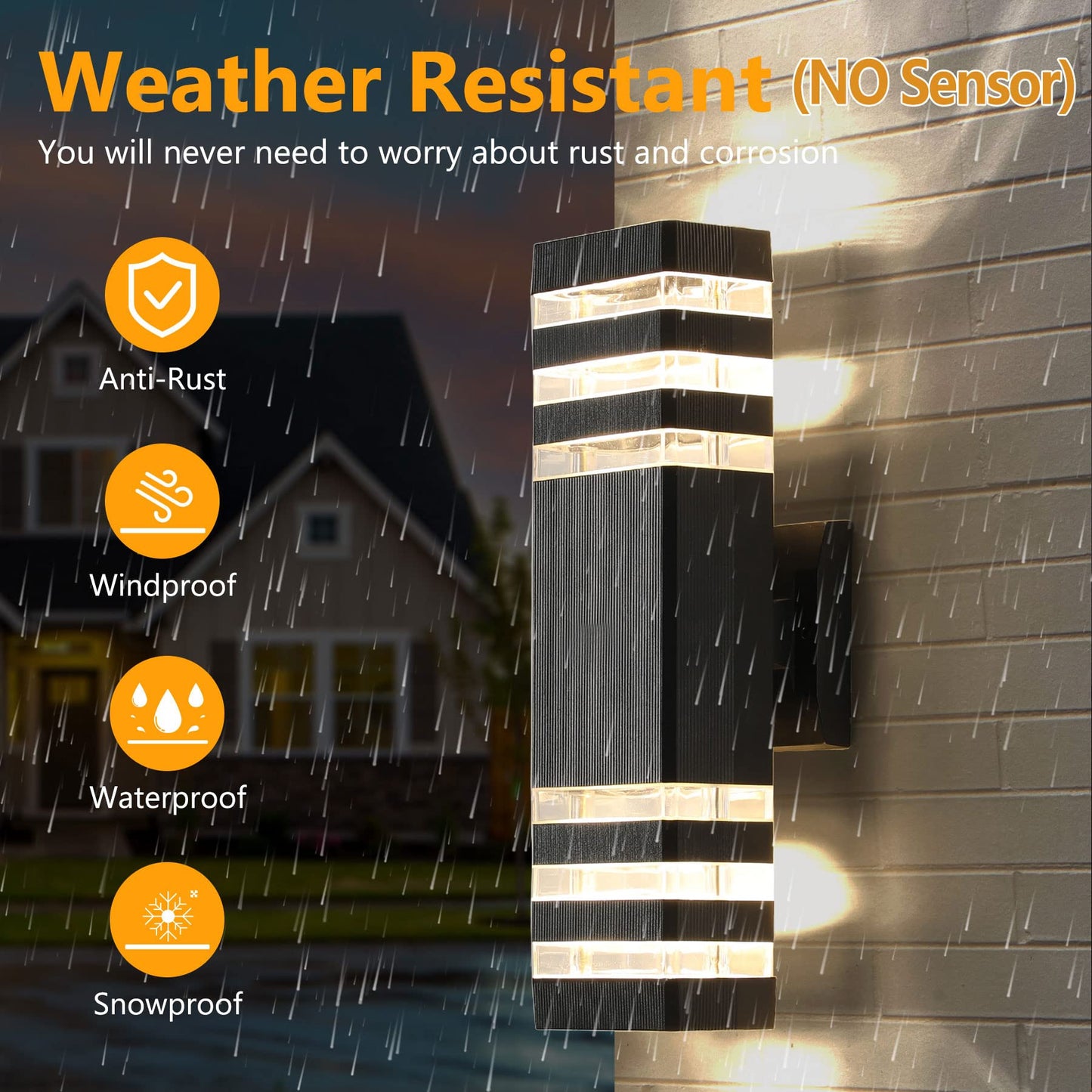 Rynx | Tewei 3-layer black outdoor wall lamp, Ip65 waterproof lamp, warm white 3000K, 2 pack