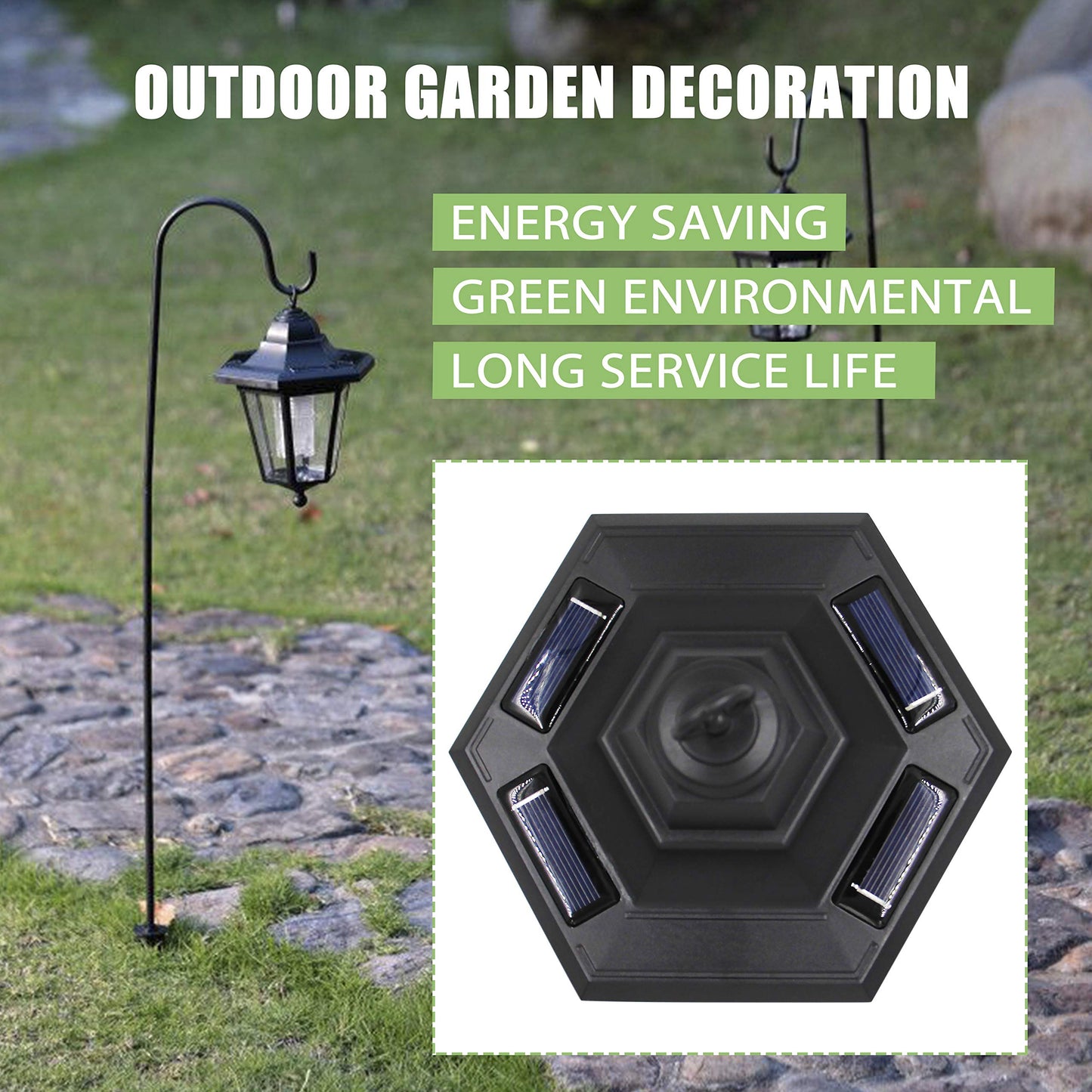 Rynx | Maggift 37.8&quot; Solar Garden Light - Cold White Hanging Lantern with 2 Sheep Rods, 2 Pack