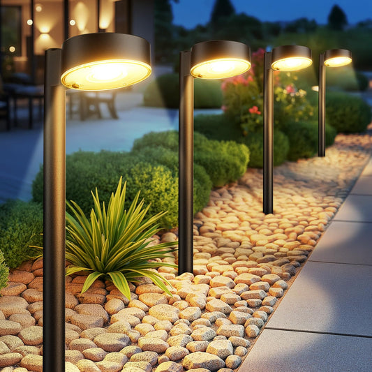Rynx | Ahaorigin 8 Pack Solar Pathway Lights Outdoor, 12 Brighter LED Solar Lights Outdoor Waterproof, Up to 12 Hours Modern Path Lights F