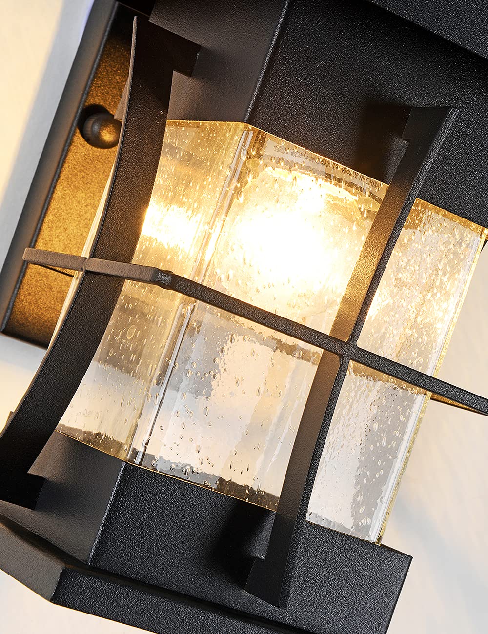Rynx | Delicavy Small Outdoor Wall Lamp, Ip65 Waterproof Black Metal with Clear Spiraled Glass