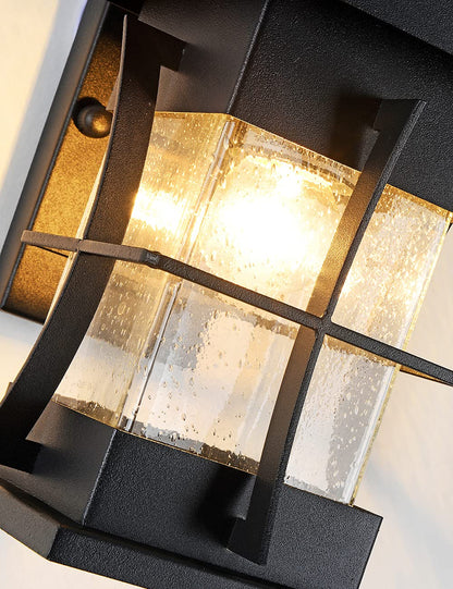 Rynx | Delicavy Small Outdoor Wall Lamp, Ip65 Waterproof Black Metal with Clear Spiraled Glass