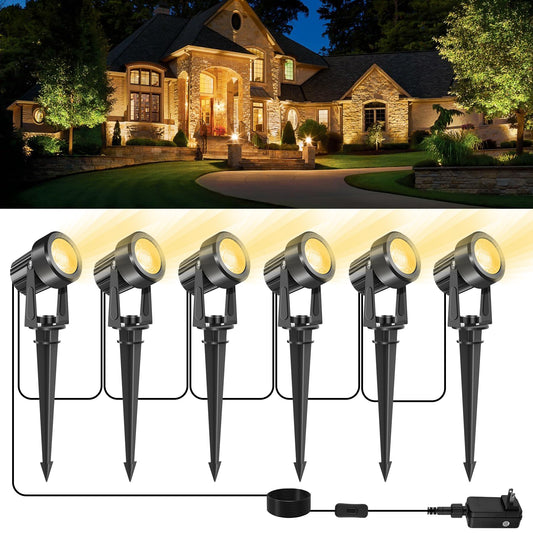 Rynx | Crepow Led Spotlight Outdoor, Low Voltage Landscape Lighting Ip65 Waterproof With Us Plug, 3000K Warm White Outdoor Spotlight F
