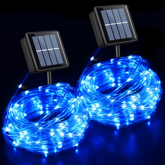 Rynx | Qitong Blue Solar String Lights, 2 Pack 33Ft 100L, PVC Fairy Lights for Outdoor Decoration