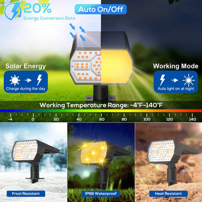 Rynx | Nymphy 56 LED Solar Light Outdoor Waterproof IP68, 3 Modes, Warm White - 4 Pack
