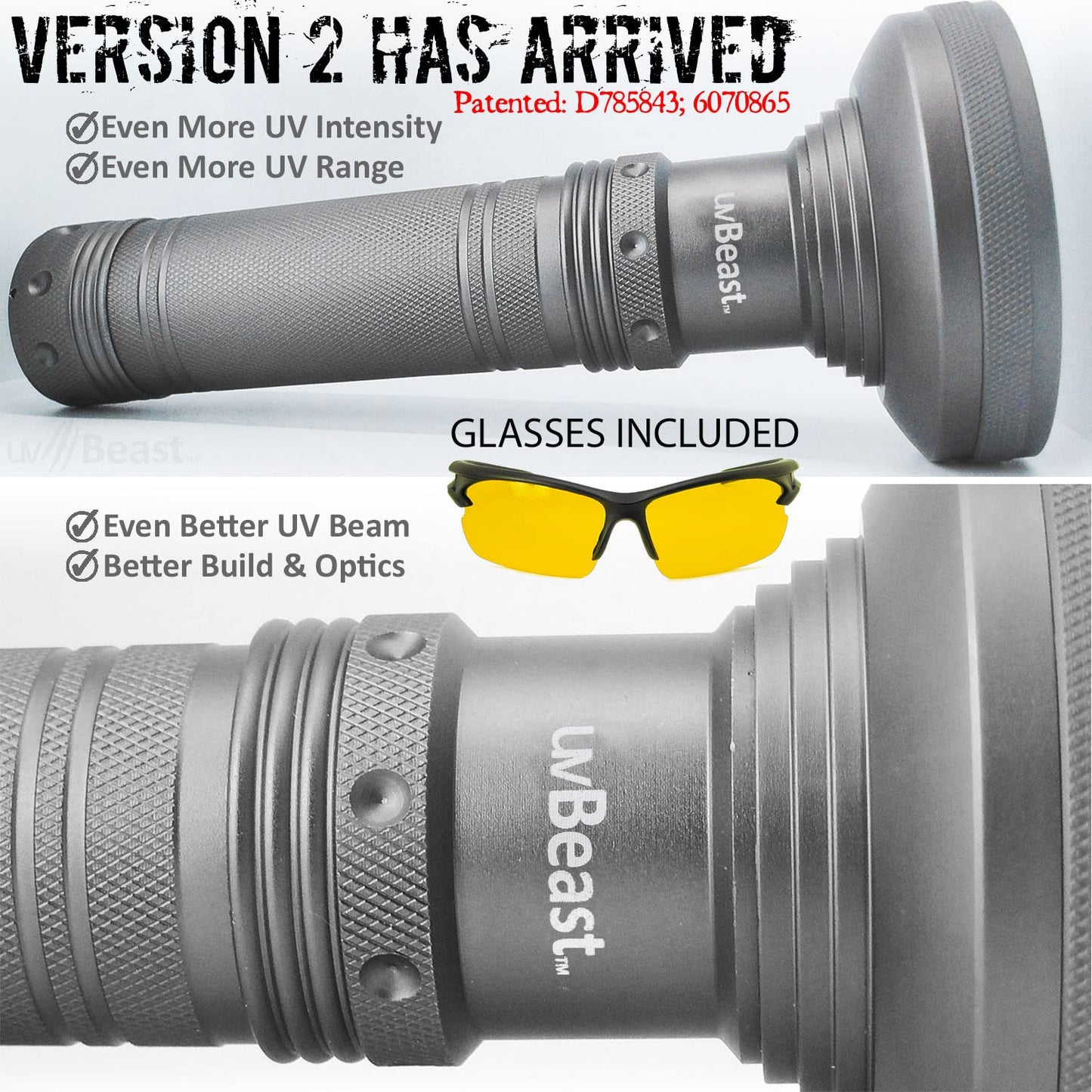 Rynx | Uvbeast V2 UV flashlight - 385-395Nm black light, high resolution, flood effect, anthracite gray