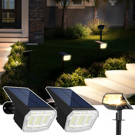 Rynx | Auderwin Solar Spot Lights Outdoor Waterproof Landscape Spotlights 63 LEDs 3 Lighting Modes IP65 Solar Spot Lights For Backyard,