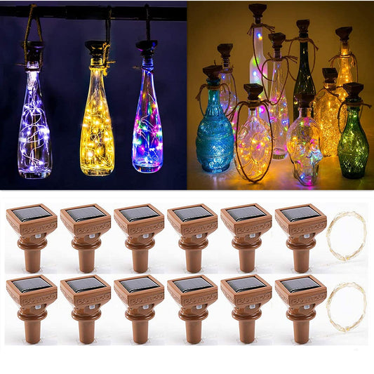 Rynx | 2024 Upgraded 12 Pack Solvins Bottle Lights, 20 LED Star Spray Cork Lights Solar Powered Mini Copper Light Sources For Wine Bottles With Cork Christmas, Outdoor Wedding Halloween Decor (3 Colors)