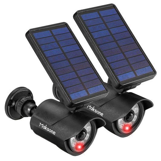 Rynx | Maksone Solarmotion Sensor Security Light - 2-in-1 Outdoor Spotlights With Flashing Red Led, 2 Pack