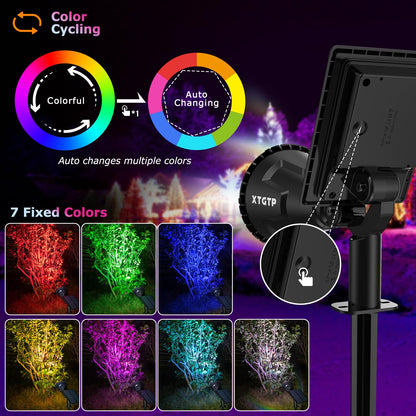 Rynx | Xtgtp Solar Spotlights, Color Changing, 180° Adjustable, Ip67 Waterproof, 4 Pack For Garden & Pool