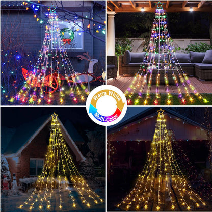 Rynx | Cerflyer 320 Led Christmas Tree Light Strings, 11.5 Feet Waterproof With Star Top, 8 Light Modes