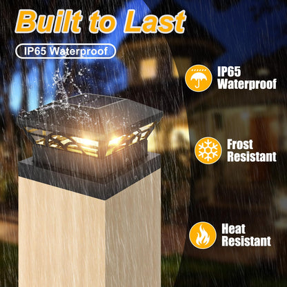 Rynx | T-Sun 6 Pack Solar Post Head Light, Waterproof Warm/Cool White For 4X4 5X5 6X