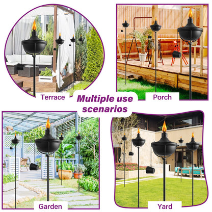 Rynx | Fan-Torch 24 Oz Metal Garden Torch Set of 6 - 55-Inch Citronella Outdoor Decor