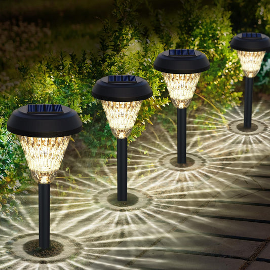 Rynx | Pearlstar Solar Outdoor Garden Decor - 8 Pack Solar Path Lights For Outdoors, Waterproof Solar Powered Outdoor Garden L