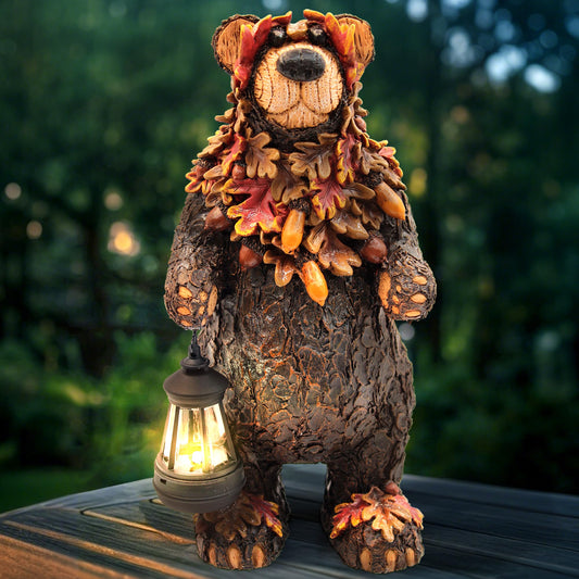 Rynx | Ymxyjm Solar Garden Statue Bear Figurine, Garden Art Outdoor Statues With Sunlight, Loving Bear For Terrace, Balcony, Garden, L