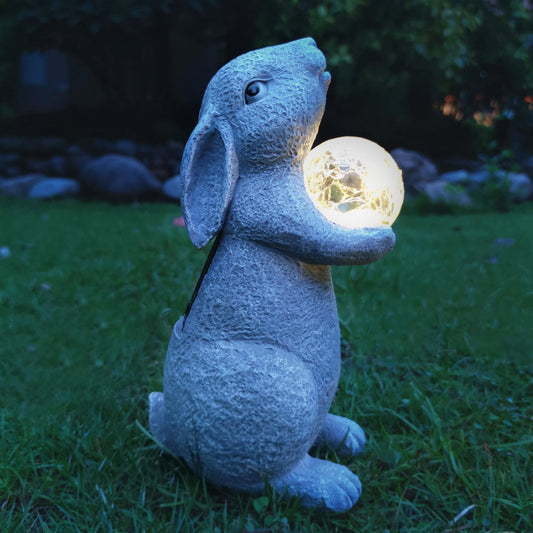 Rynx | Vivicomfy Solar Bunny Statue Garden Decor - Bunny Lover Gifts, With Surveying Solar LED Light Ball Bunny Decoration For Garden