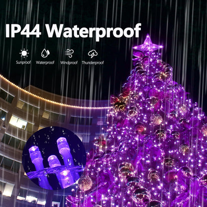 Rynx | Illuminew 300 Led Purple Outdoor Light String - Waterproof Halloween Decor, 108 Ft, 8 Modes