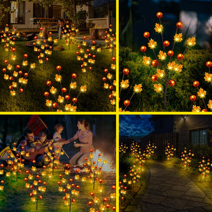 Rynx | Behiller Autumn Jewelry Solar Garden Lighting - 4 Pack 80Led Pumpkin & Maple Leaf For Roof Party