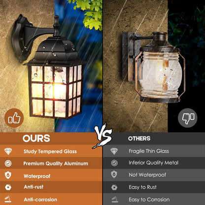 Rynx | Brightever Dusk To Dawn Outdoor Wall Lamp 2-Pack, Black Waterproof Light With Photocell Sensor