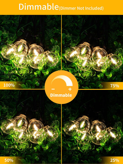Rynx | Yuusei 200Ft Outdoor Light Sources, 104 Led Waterproof Dimmable Hanging Globe Light, Black
