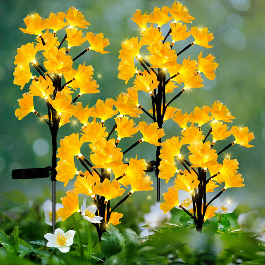 Rynx | Maggift Sunlight Outdoor Garden, 4 Pack Waterproof Led Lily Flowers, Yellow Landscape Lights