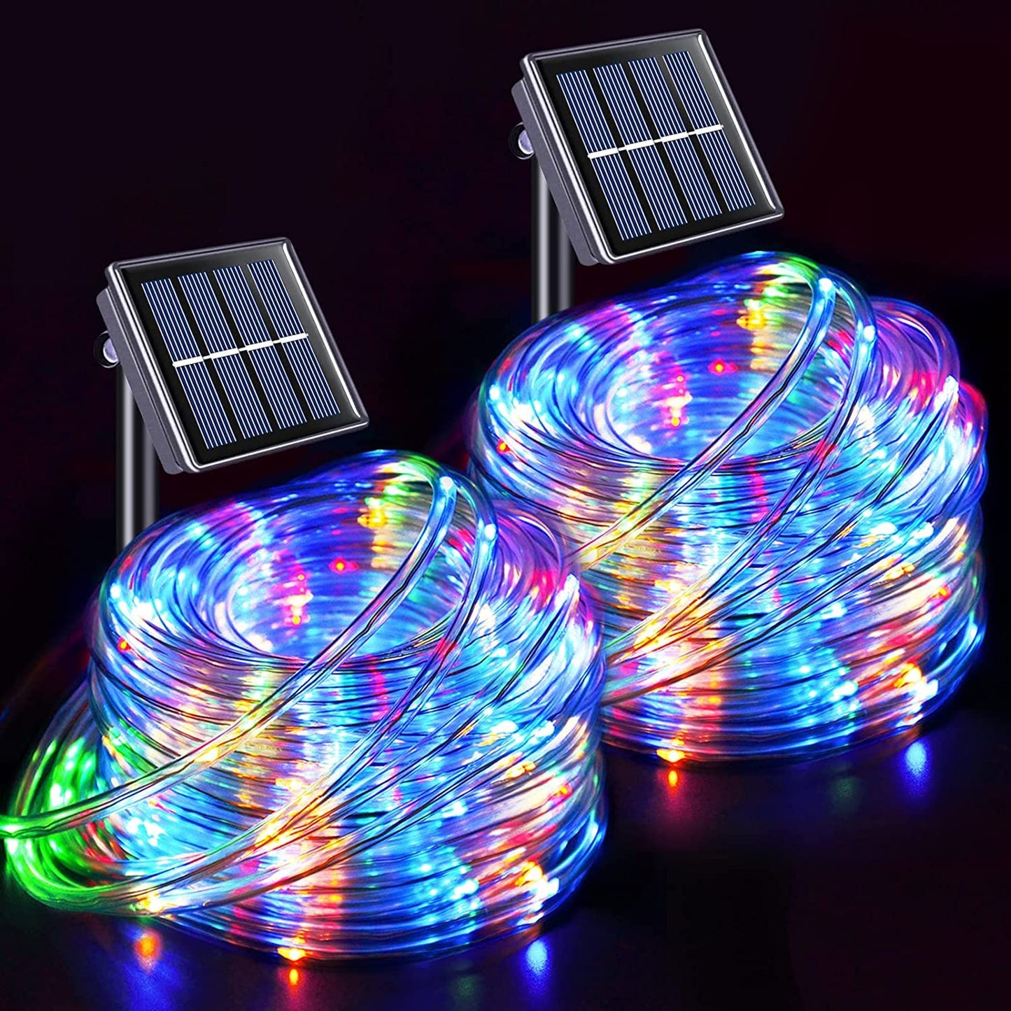 Rynx | Jmexsuss 2 Pack 100 LED Solar Sail Lighting, IP 65 Solar Sail Lighting Outdoor Waterproof LED, 33Ft 8 Modes PVC Tube Solar Christmas Decorative Lights for Christmas Trampoline Fence Walkway Path Garden (Painted color)