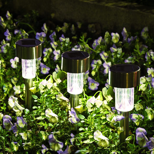 Rynx | Solpex 12 Pack Stainless Steel Solar Outdoor Lighting, Waterproof LED Path Lighting - Cool White