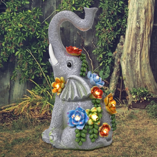 Rynx | Halp·Ssfm Elephant Garden Statue Solar Light With 8 LED Lights Decor Outdoor Resin Waterproof Sculpture Patio Lawn Yard Veranda Decorations Housewarming Gifts For Women Mother Grandmother