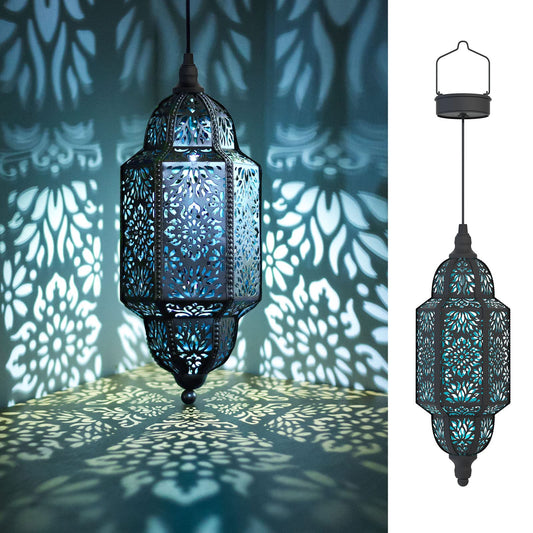 Rynx | Twinkya Solar Lanterns - Waterproof metal hanging lights for outdoor garden, black, 1 pack