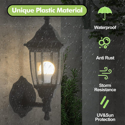 Rynx | Emart LED Outdoor Wall Lamp Sconce, Waterproof Anti-corrosion, Black 2 Pack, Bulb Included