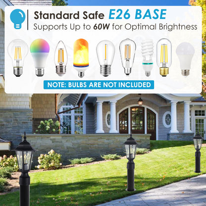 Rynx | Gruenlich Outdoor Post Lantern Fixture, Black Aluminum, E26 Base, Max 60W, 1 Pack