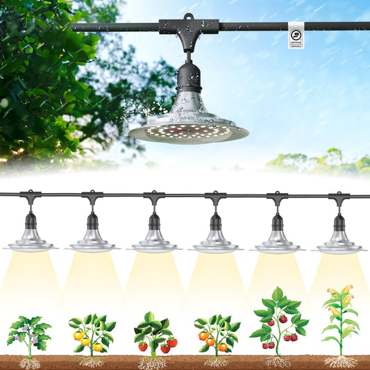 Rynx | Everygrow Outdoor Grow Light For Greenhouses, Full Spectrum Greenhouse Grow Light For Outdoor Plants, Ip65 Waterproof Light String Outdoor Grow Light, Ul Certified Daisy Chain Led Grow Light, 21.3Ft