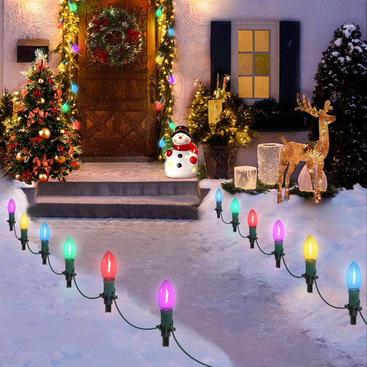 Rynx | Usokyo 45Ft C9 Led Christmas Lights, 30 Colorful Waterproof Path Lights For Outdoor Decoration